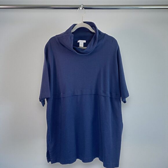 Joan Vass Tops - Joan Vass Pullover Top Funnel Neck Longline 3X Cotton Coastal Athleisure